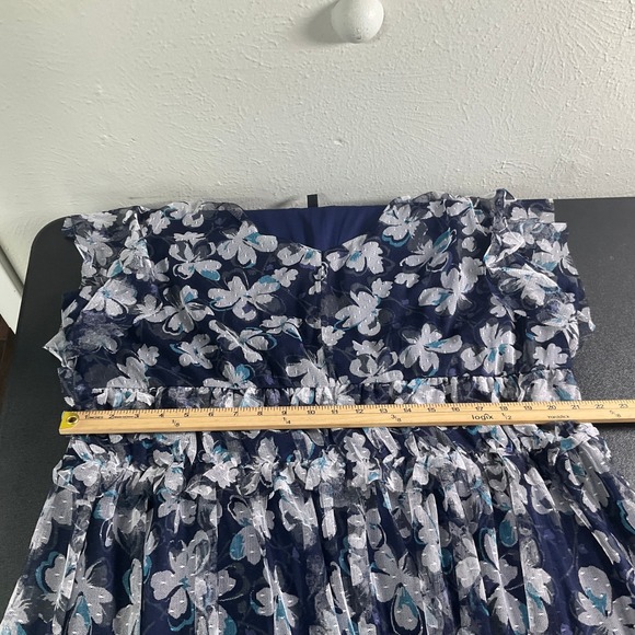 Lane Bryant Floral Ruffle Dress Sz 22 / 24 Flowy Babydoll Sheer Overlay‎ Party - Picture 11 of 13